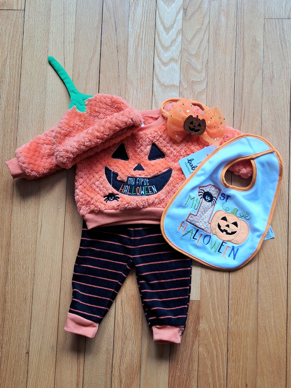 Baby Starters Orange and Black Pumpkin First Halloween Outfit 6 M